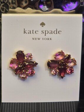 Kate Spade Berry Multi Cluster Stud Earrings Pink Red Gold Tone